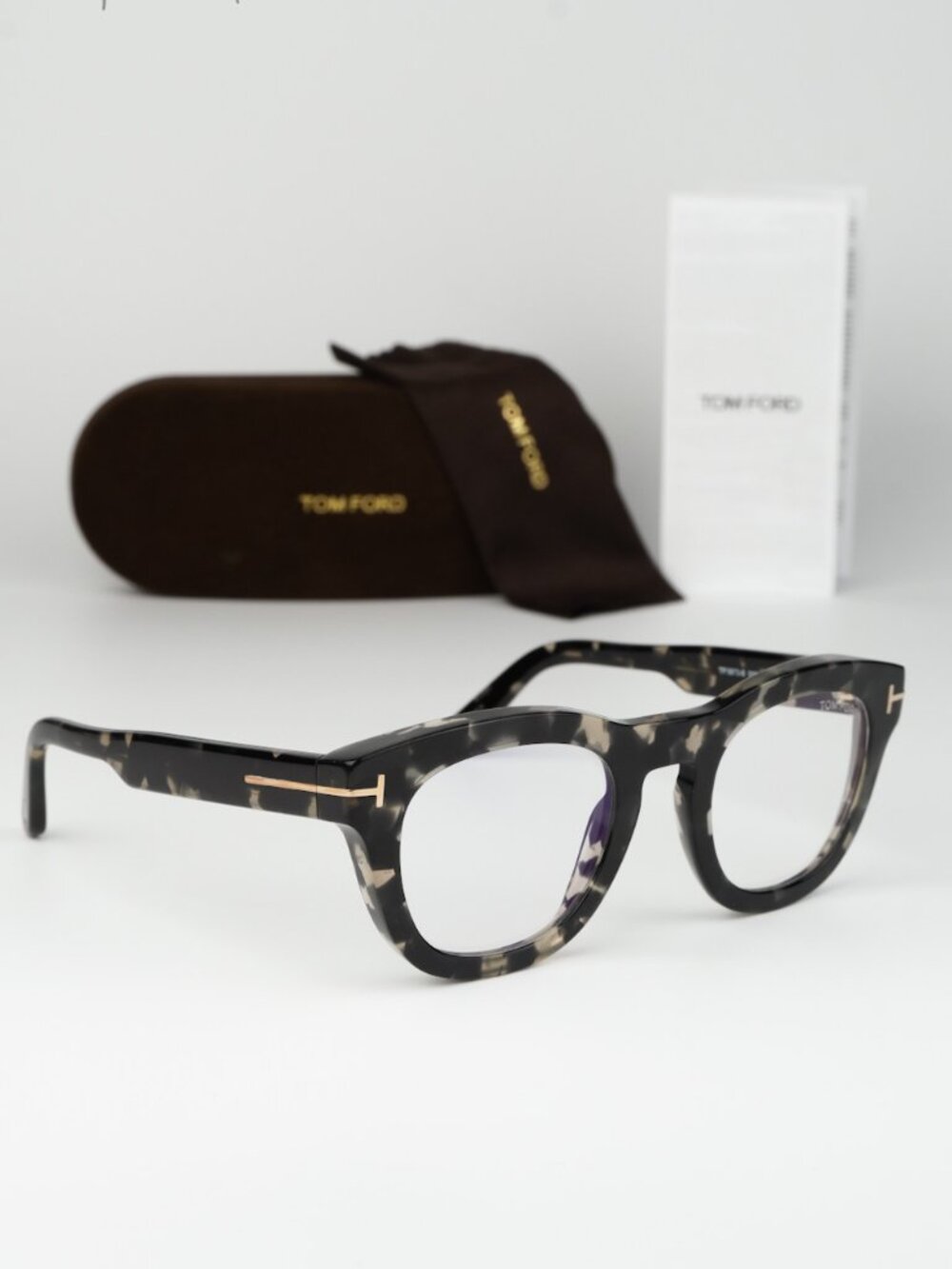 Tom Ford Women Eyeglasses Black Havana Square FT5873-B 005 NEW AUTHENTIC